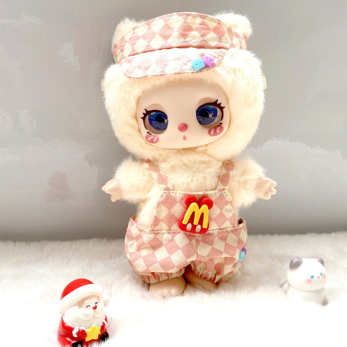 Wholesale Pendant Doll Clothes Checkboard Tennis Clothes suit Suspenders Skirt