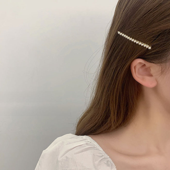 Wholesale  Small Pearl Hairpin Women's Fragmented Hair Bangs Clip One-character Clip Hairpin Clip Headdress Clip