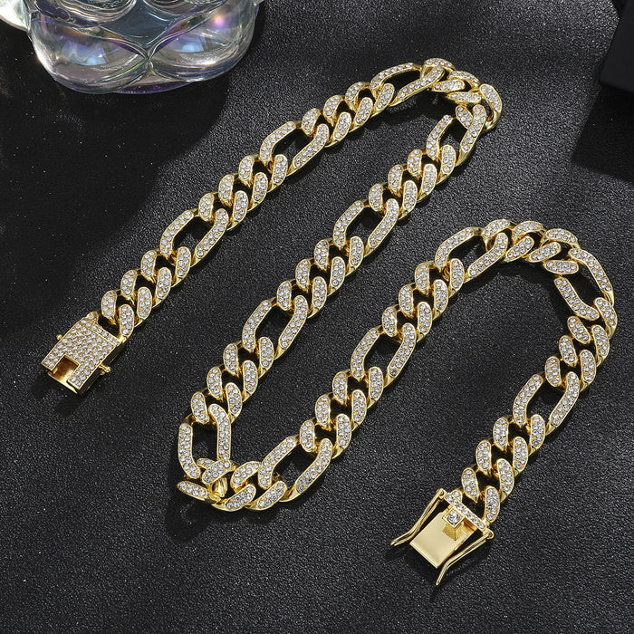 Wholesale Alloy Heavy Industry Full Diamond Cuban Chain Diamond Set Necklace