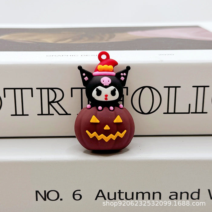 Wholesale Halloween Pumpkin Ghost Keychain Charm Soft Glue Bag Charm Gift MOQ≥2