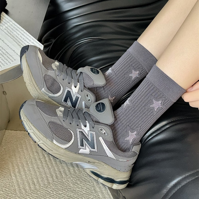 Wholesale Five pointed star socks, children's mid tube socks, cotton boneless long tube socks, trendy women's socks