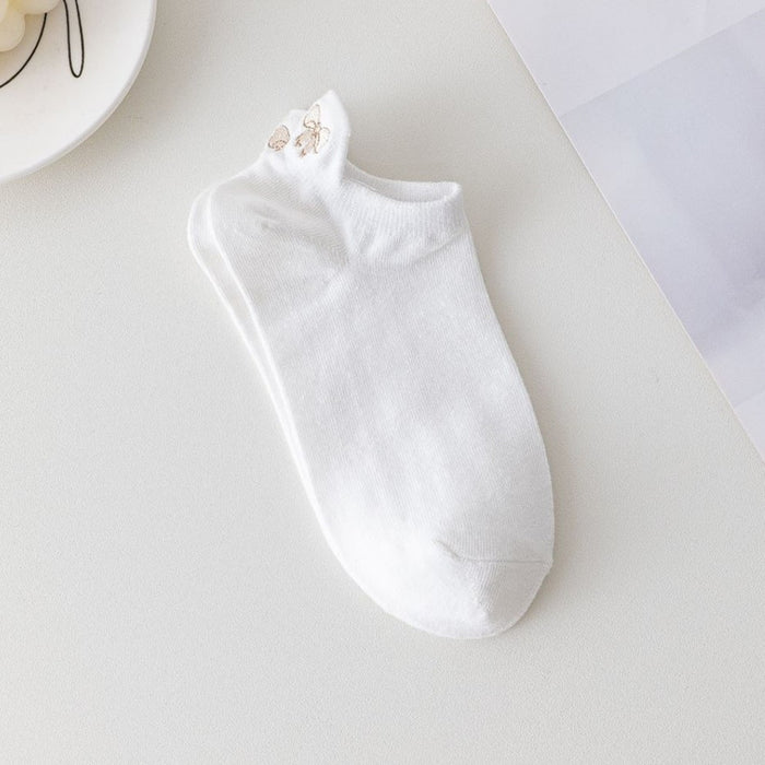 Wholesale Socks Cotton Shallow Socks Embroidered Small Flower Cartoon Short Ship Socks at the Heel