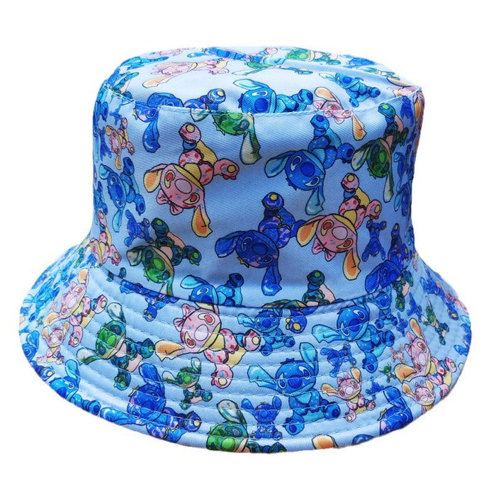 Wholesale Printed fisherman hat cartoon double-sided basin hat outdoor travel sun protection hat