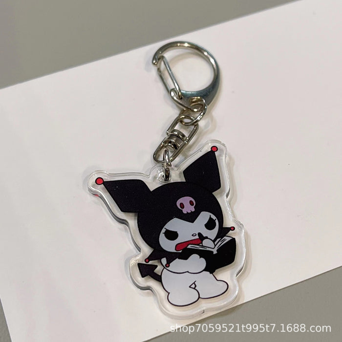 Wholesale Double-sided Keychain Cute Cartoon Book Bag Pendant Transparent Pendant Acrylic Keychain for Men and Women