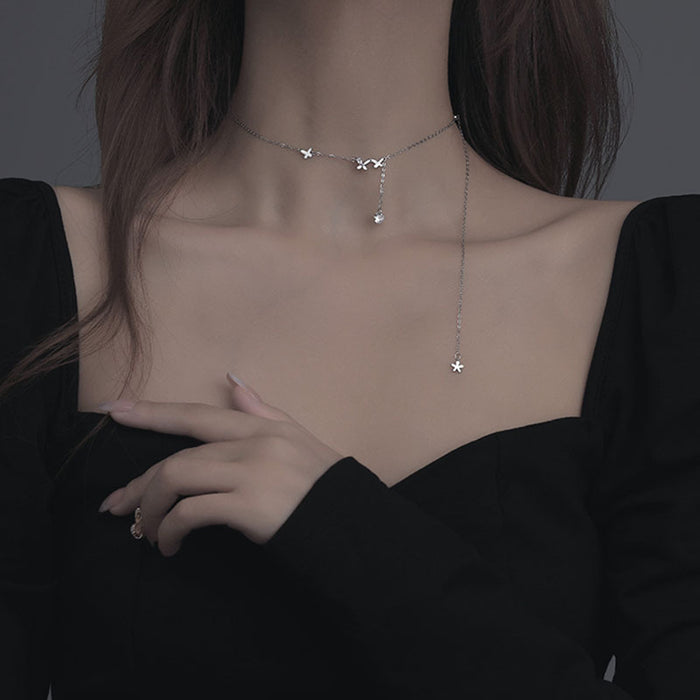 Wholesale  s999 sterling silver butterfly tassel adjustable necklace niche necklace silver jewelry necklace