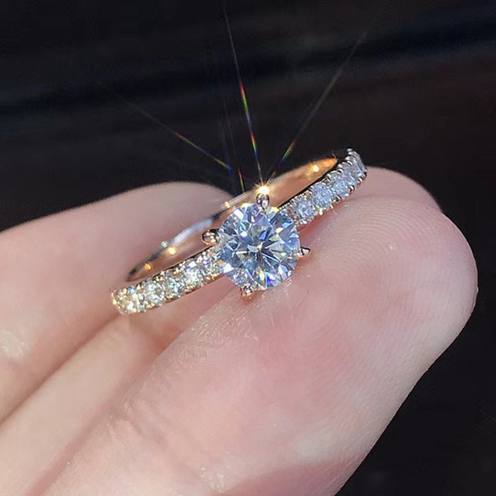 Wholesale Geometric Champagne Color Real Gold Plated Couple Ring Jewelry Accessory