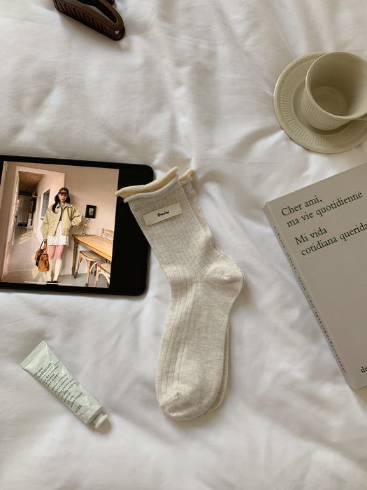 Wholesale Versatile vertical striped socks, thin, simple, versatile, rolled edge stacking socks