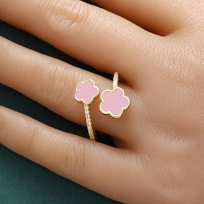Wholesale Alloy Five Petal Flower Open Ring JDC-RS-ZhuoM003