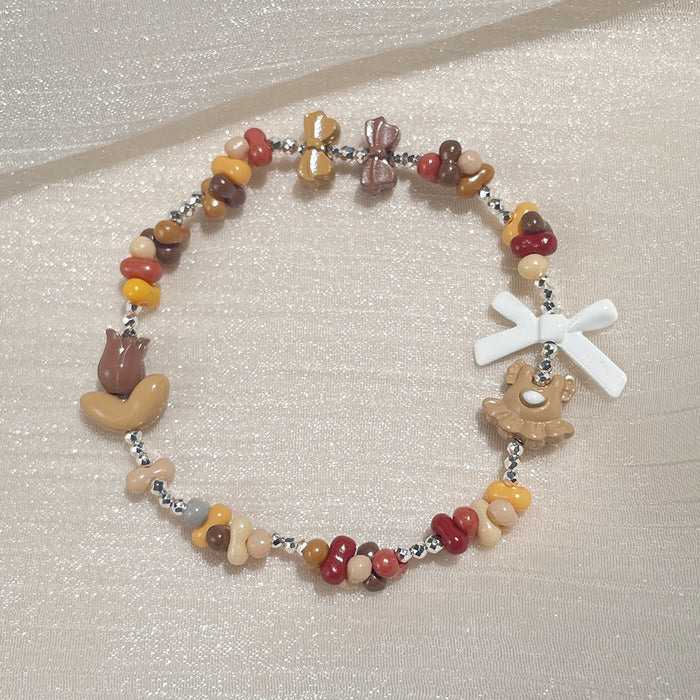 Wholesale Spring lush green leaf butterfly flower bracelet, light luxury, niche exquisite, high-end feel bracelet