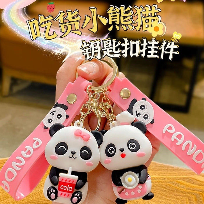 Wholesale  Panda Keychain Cute Panda Pendant Cartoon Couple's Schoolbag Hanging Key Chain Gift