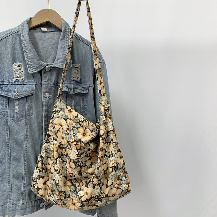 Wholesale Diagonal cross bag, large capacity single shoulder shopping bag, fashionable canvas bag