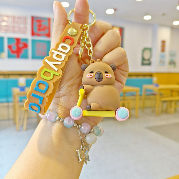 Wholesale Cartoon Keychain Cute Capybara Doll School Bag Pendant Car Keychain Doll Machine Small Gift