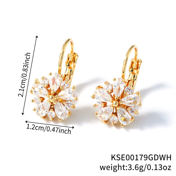 Wholesale Jewelry Colorful Zircon Earrings Wholesale Rose Gold Zircon Hot Selling Earrings