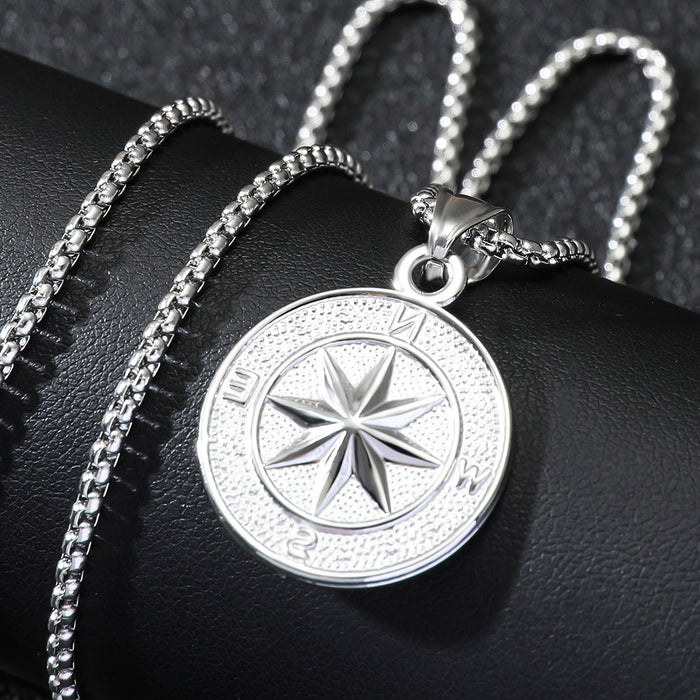 Wholesale Stainless Steel Compass Pendant Men's Necklace JDC-NE-ChengHan021