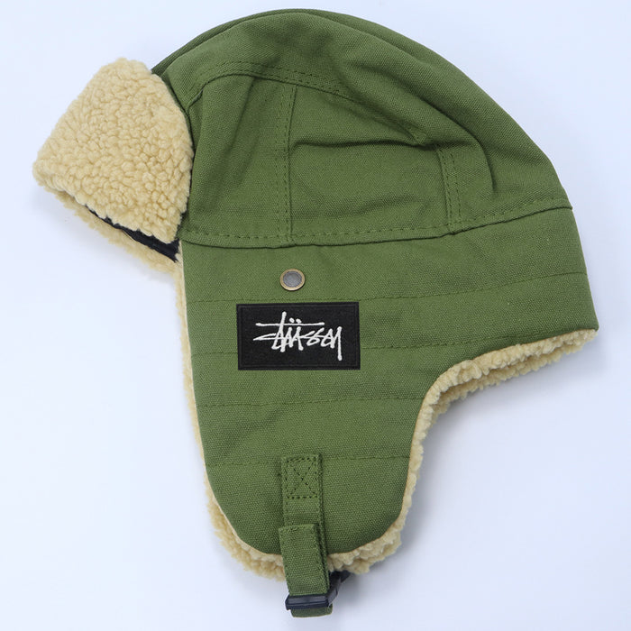 Wholesale Lamb Wool Canvas Double Layer Warm Hat JDC-FH-Duns001