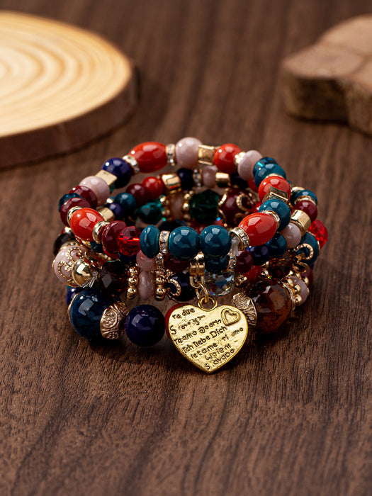 Wholesale  Bohemian Style Multi-layer Wooden Beads Beaded Bracelet