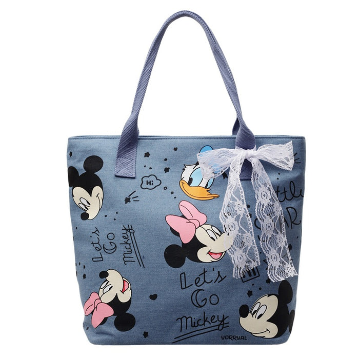 Wholesale Cartoon canvas bag, new versatile shoulder bag, student commuting tote bag, large capacity tote bag