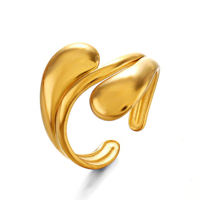 Wholesale Fashionable and trendy gold-plated minimalist Feng Shui drip ring, niche design, open-ended ring
