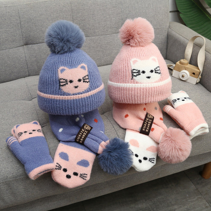 Wholesale Hat Cotton Warm Cute Kitten Scarf Glove Set JDC-FH-JunC003
