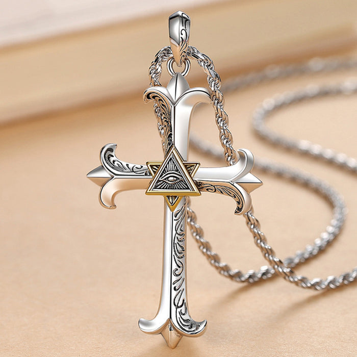Wholesale Cross pendant, fashionable and personalized hip-hop retro necklace