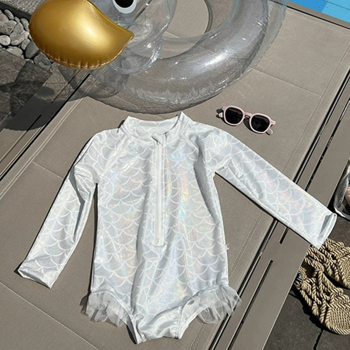 Wholesale New children's long sleeved sunscreen one-piece swimsuit
