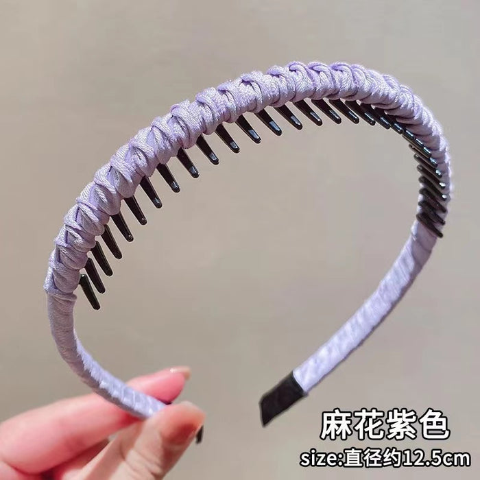 Wholesale Toothed anti slip face washing headband seamless braided hairband for controlling stray hairs