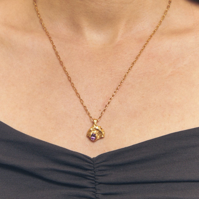 Wholesale Birthstone Zircon Pendant Necklace Clavicle Chain Gold plated