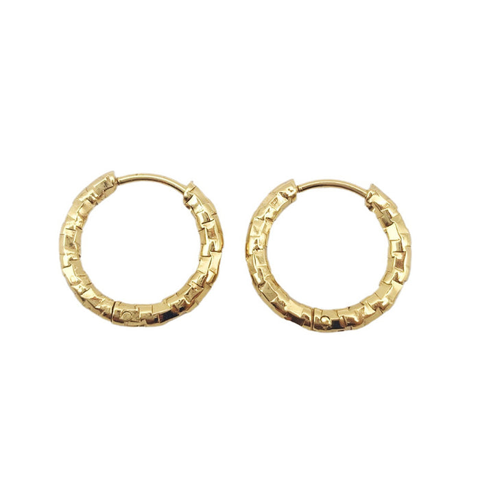 Wholesale Titanium steel earrings, gold-plated earrings, trendy and fashionable earrings, embossed circle earrings