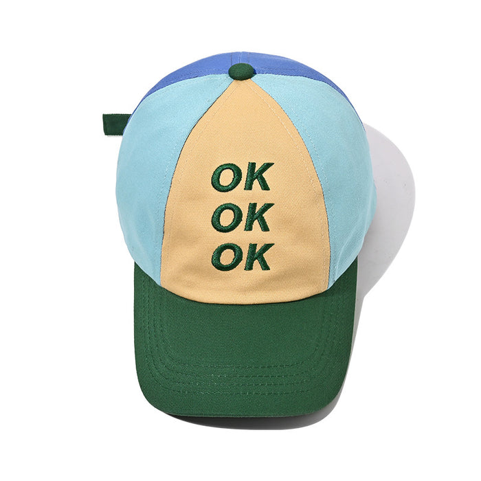 Wholesale Color blocked baseball cap embroidered letters duckbill cap soft top sun hat