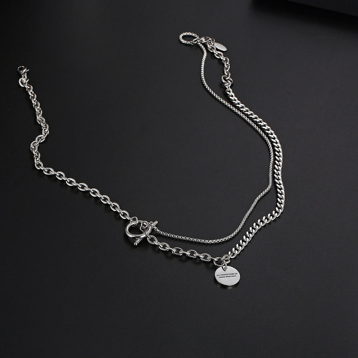 Wholesale Double Layer Titanium Steel Necklace JDC-NE-YiX003