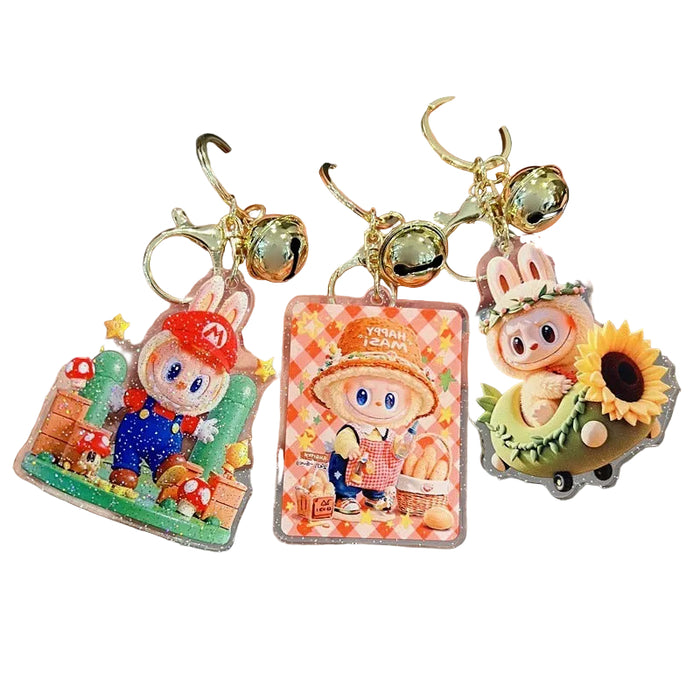 Wholesale 5 PCS cartoon acrylic keychains with cute double-sided printed design.