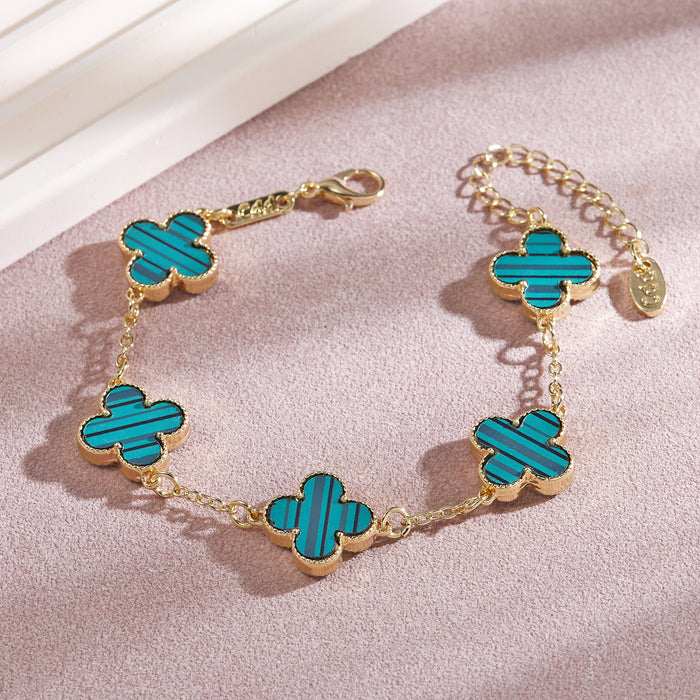 Wholesale four-leaf clover bracelet for women South Korea simple ins Five-Flower fritillary good luck four-leaf clover all-match bracelet chain