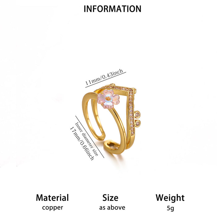 Wholesale Geometric Stainless Steel Rings Women Fashion Double Layer Heart Butterfly Design