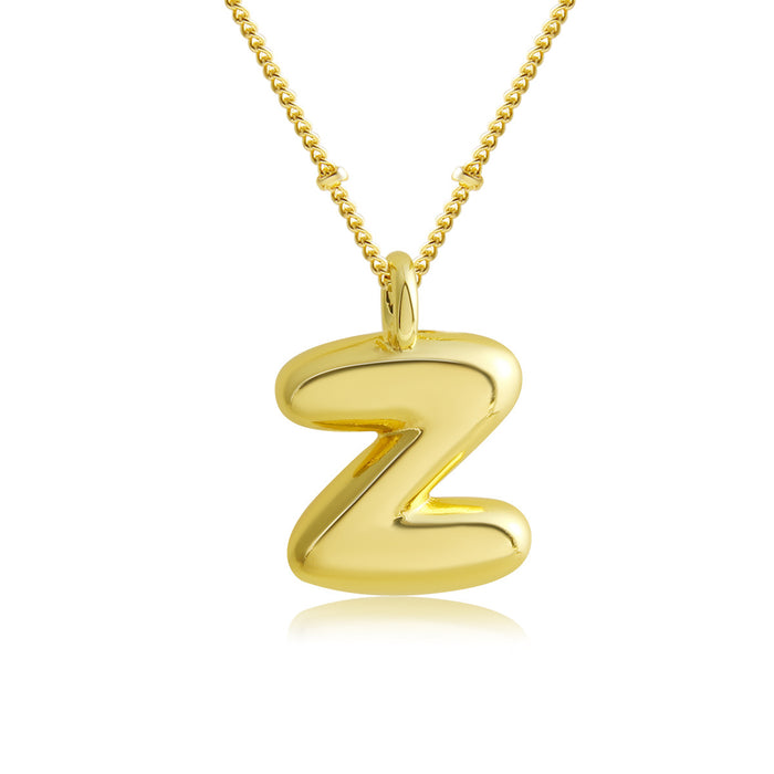 Wholesale Bubble Polished Letter Pendant Copper Necklace JDC-NE-BaiTian012