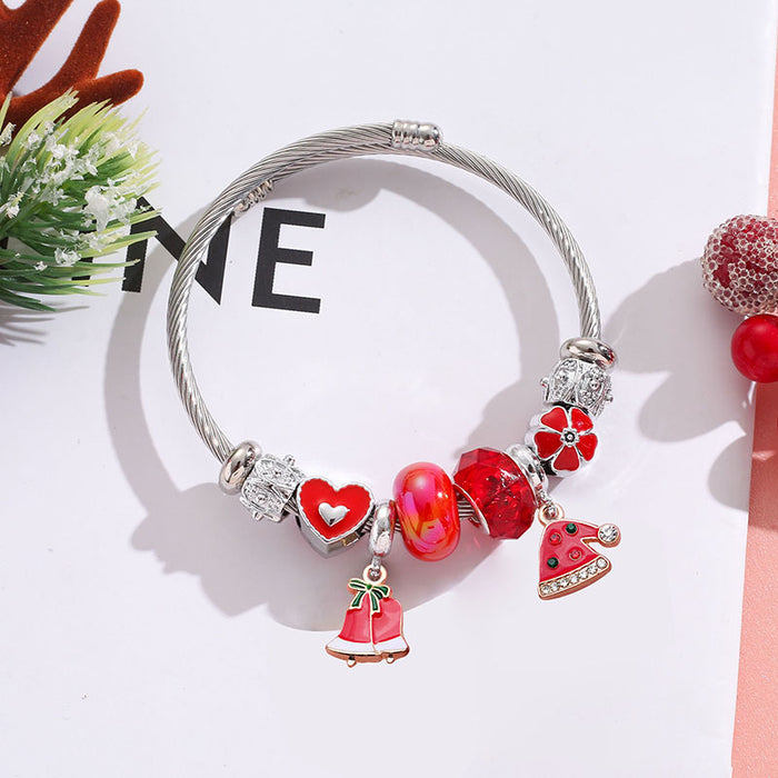 Wholesale Stainless Steel Christmas Bracelet with Tree Snowflake Pendant MOQ≥2