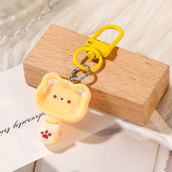 Wholesale Resin Cute Cartoon Blue Kitten Keychain Bag Charm Birthday Gift For Friend