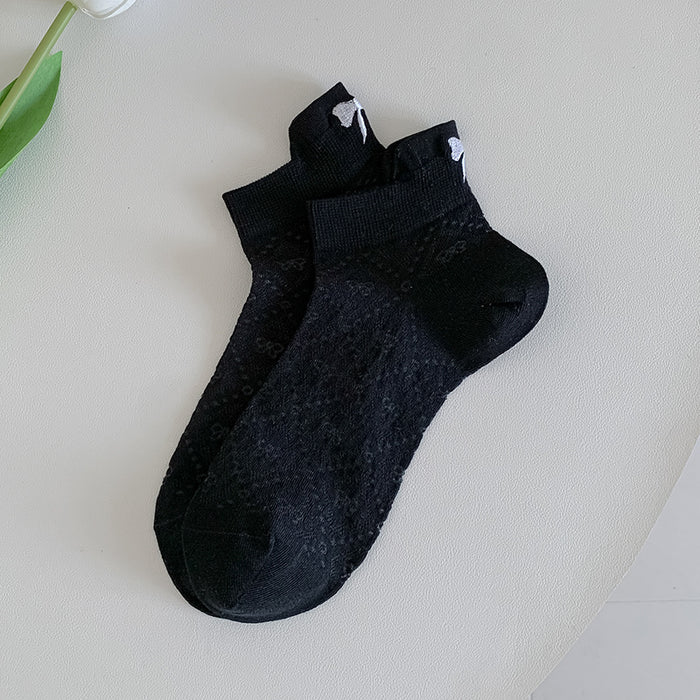 Wholesale Embroidered bow socks with heel and midsole socks