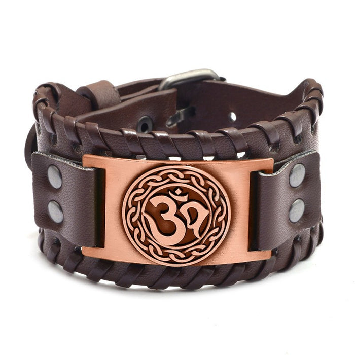 Wholesale Multi-layer Leather Wolf Head Men's Bracelet JDC-BT-FengH002