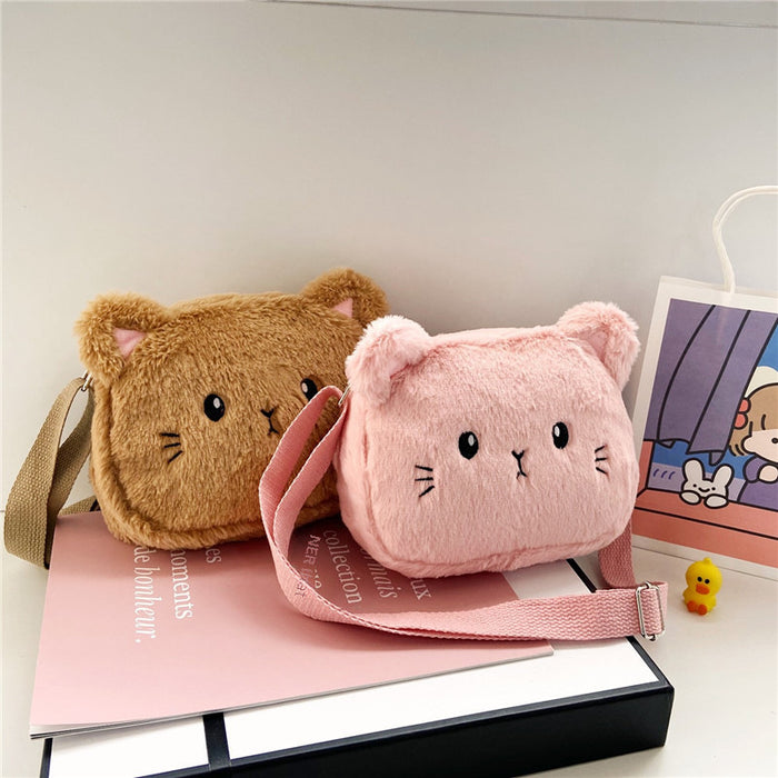 Wholesale New cute plush kitten cartoon children's fashionable and personalized one shoulder crossbody bag