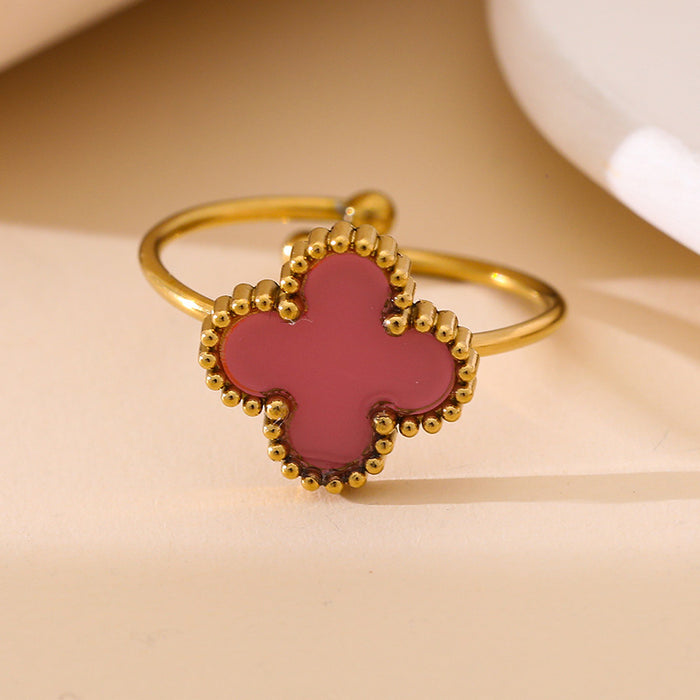 Wholesale Four-Leaf Ring for Women,  New Adjustable Opening,  Small,  Fresh and Compact Design Jewelry