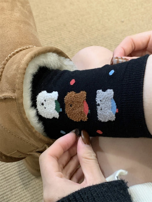 Wholesale Colorful polka dot tube socks for girls, pure cotton pile socks