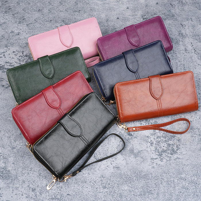 Wholesale Solid Color PU Leather Long Wallet Women Large Fashion Accessory Boutique MOQ≥3