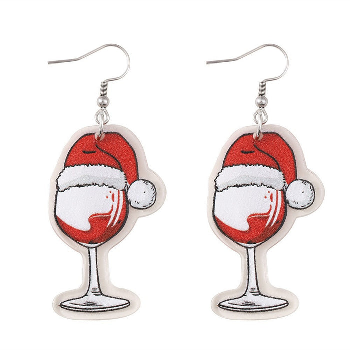 Wholesale Acrylic Christmas Red Wine Bottle Earrings JDC-ES-Yujin003