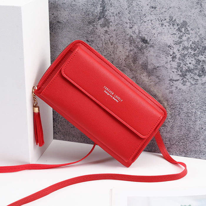 Wholesale PU Crossbody Bag with Tassel Light Pink Women' s Phone Bag Everyday Fashion Accessory MOQ≥3