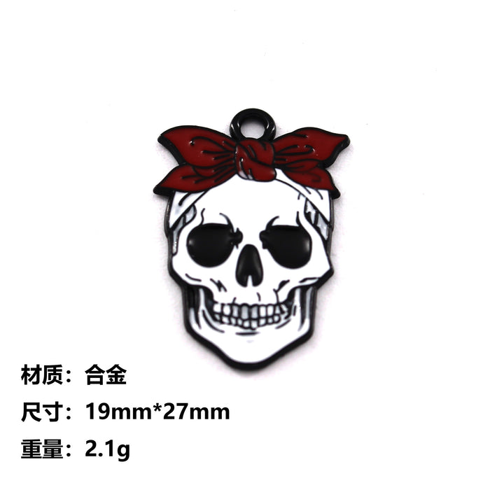 Wholesale 10pcs  Funny Skull Pumpkin Cartoon Accessories Alloy Oil Dropping Pendant Earrings Keychain