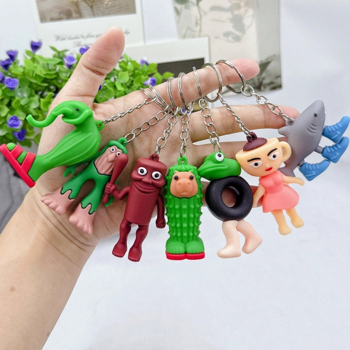 Wholesale Keychain Pendant Abstract Funny Wooden Stick People' s PVC Pendant