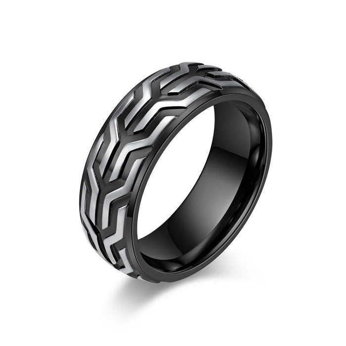 Wholesale Creative embossed tyre pattern statement ring JDC-RS-AiS002