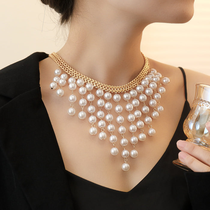 Wholesale Jewelry Multi-layer Long Pearl Tassel Necklace New Design Pearl Necklace