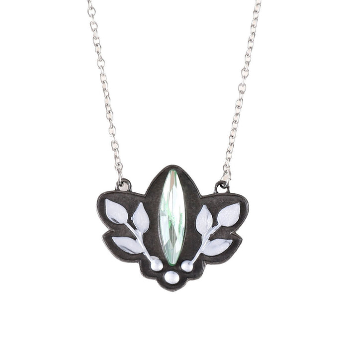 Wholesale Metallic leaf diamond necklace with old-fashioned design,  versatile jewelry