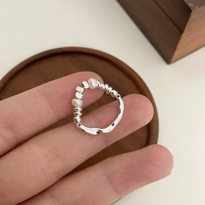 Wholesale Irregular pearl ring for women, light luxury, niche design, high-end feel, index finger ring, fashionable and personalized ring